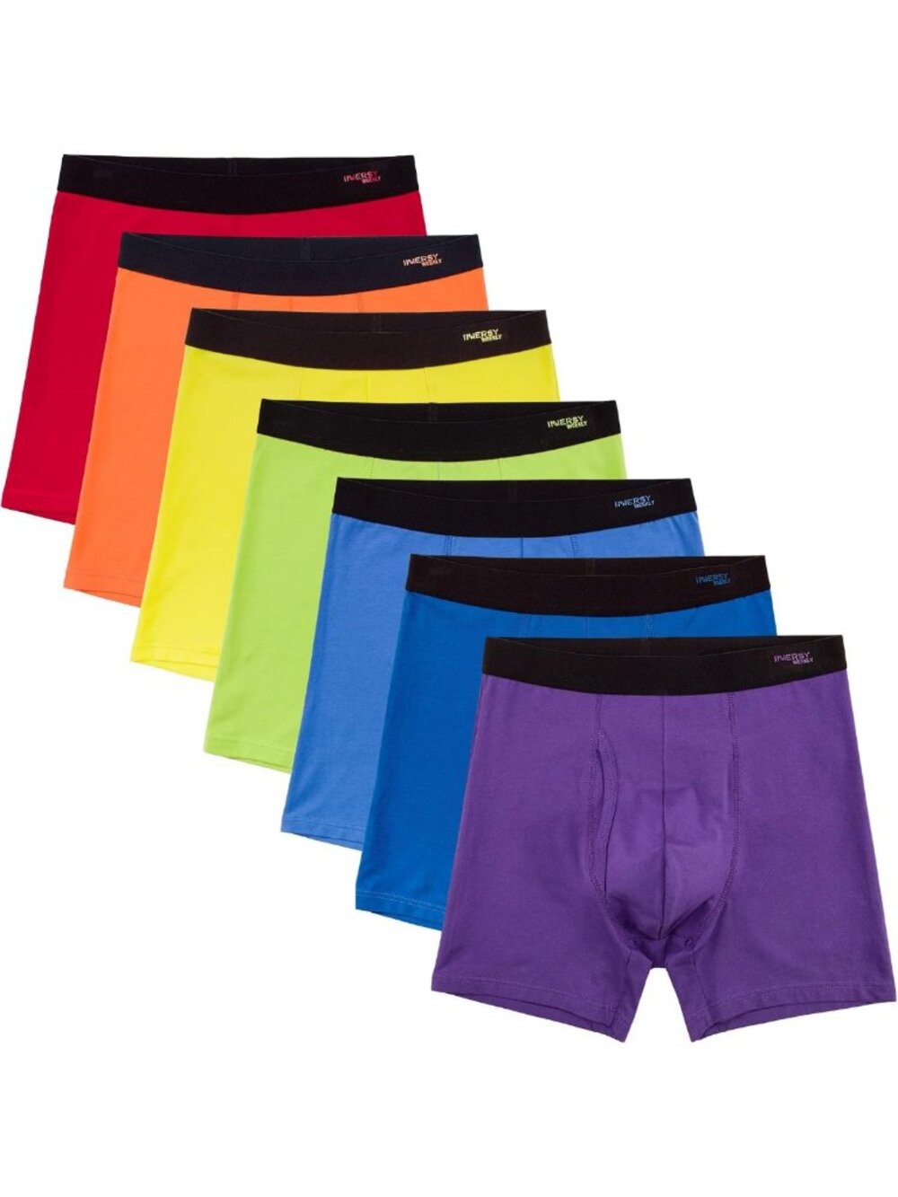 Colorful Men's Cotton Boxer Briefs 7-Pack with Fly - Comfortable & Breathable